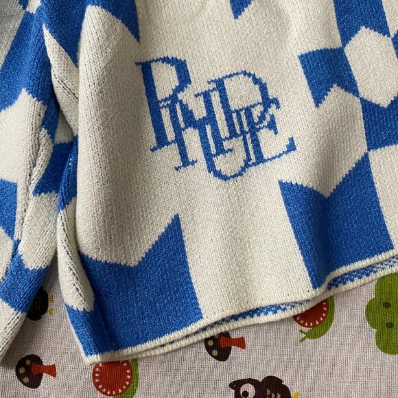 Rhude Check Embroidered Elastic Shorts Mens Blue - Picture 4 of 6